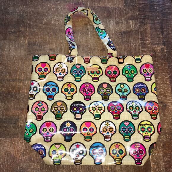 Consuela Grab N' Go Basic Sugar Skulls Tote Bag Everyday Yellow Retired Print - Picture 9 of 12